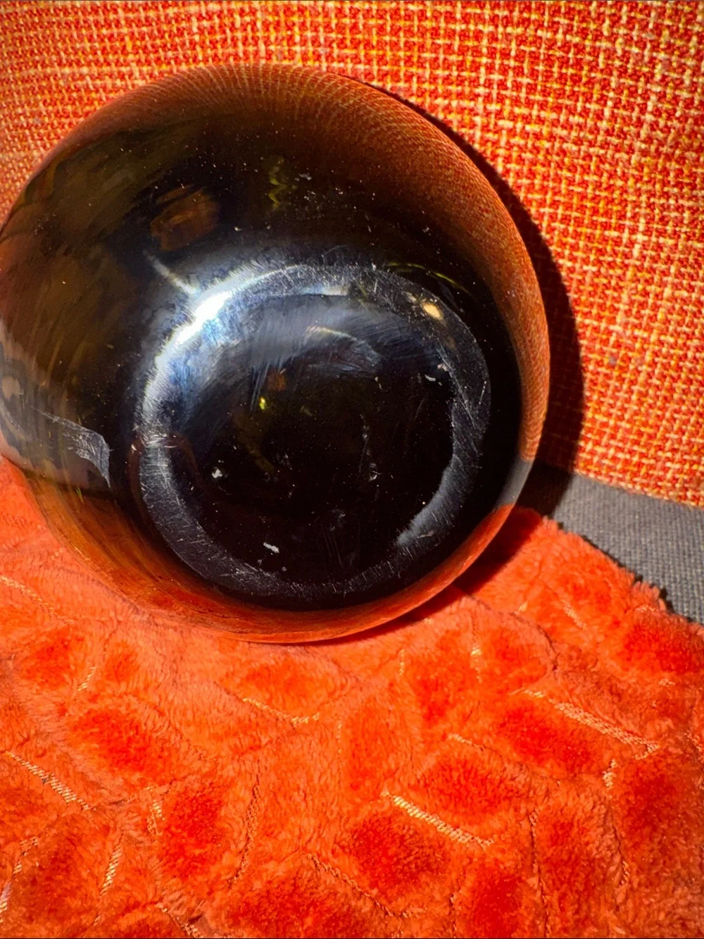 Vintage Deep Amber Marigold Iridescent Glass Bottle Vase | Mid-Century Bulbous D